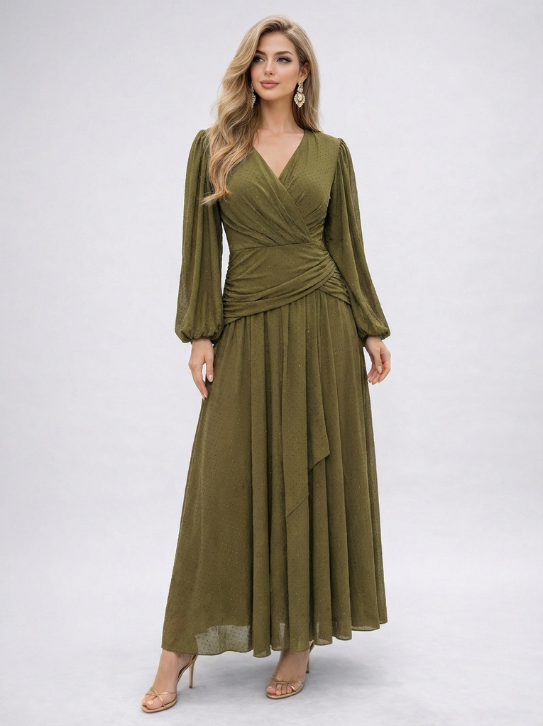 فستان سهرة لفّ أنيق